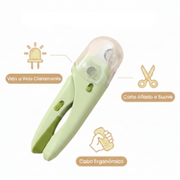 Kit Cortador de Unhas para Cães e Gatos - Alicate + Lixa + LED